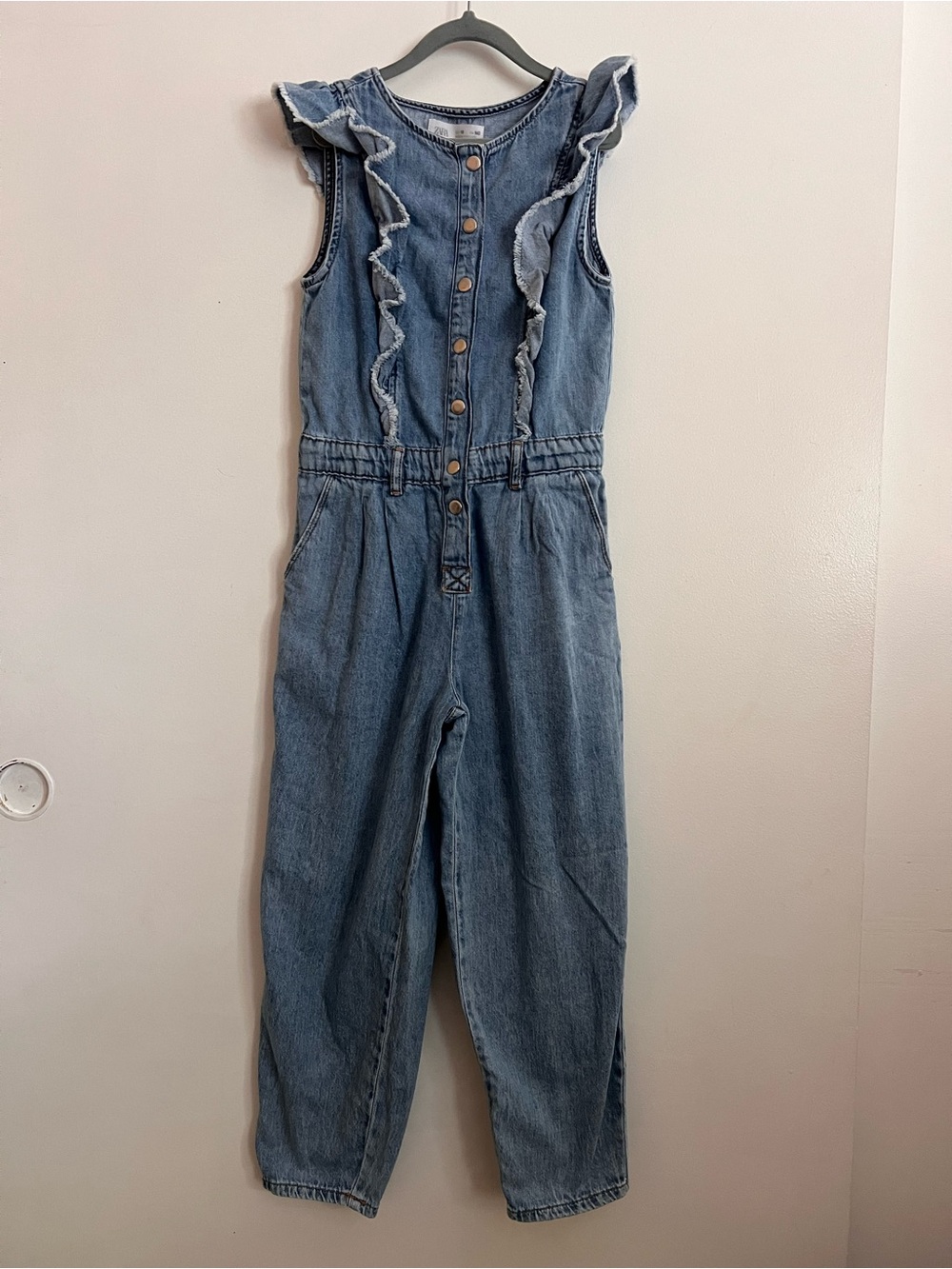 Zara Light Blue Denim Jumpsuit - Picture 2 of 8